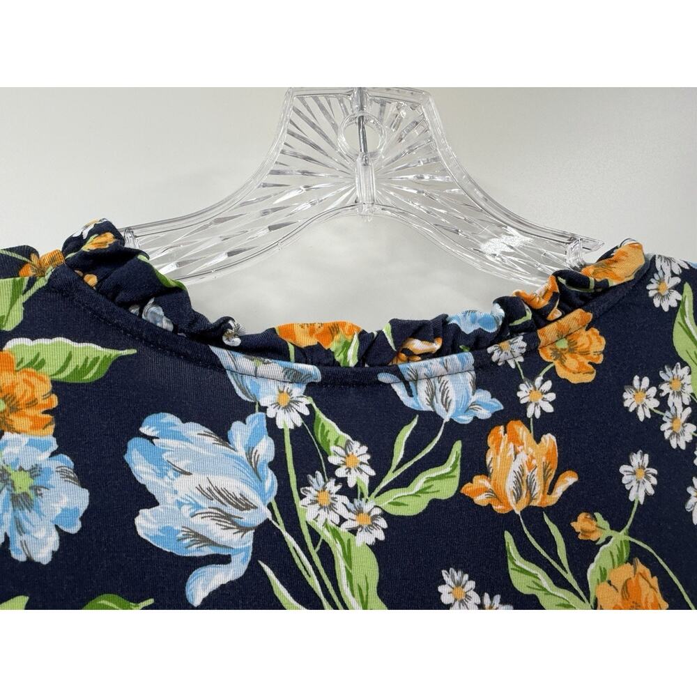 Draper James Women’s Short Sleeve Kacey Knit Dress Spring Blooms Navy Size L NWT - Picture 10 of 11